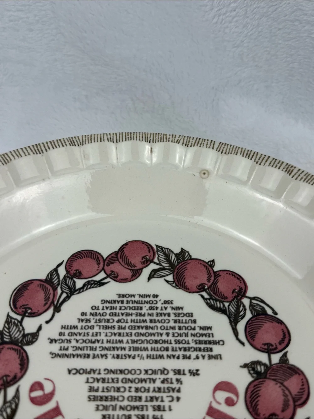 Vintage 1983 Cherry Pie Recipe Plate Royal China Country Harvest Made in USA